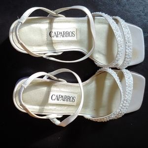 Caparros Allure White Silk Beaded Shoes Size 6